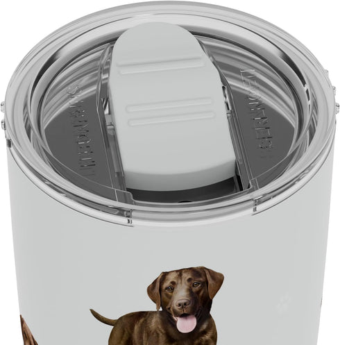 SERENGETI Chocolate Labrador 20 Oz. Stainless Steel, Vacuum Insulated Tumbler with Spill Proof Lid - 3D Print - Insulated Travel mug for Hot or Co...