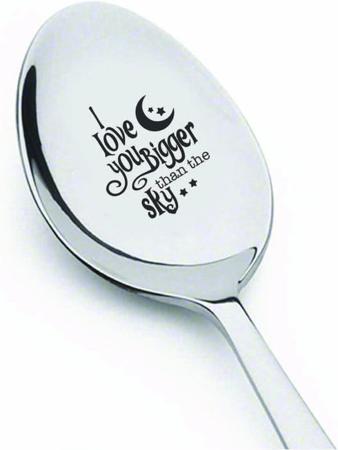Friendship Day gifts - Daddys gifts - Engraved spoon - I love you bigger than the sky spoon - Gifts for dad - Engagement gifts - Teaspoon - Love g...