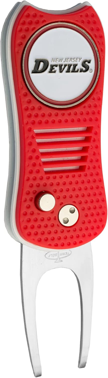 Team Golf NHL Switchblade Divot Tool with Double-Sided Magnetic Ball Marker, Features Patented Single Prong Design, Causes Less Damage to Greens, ...