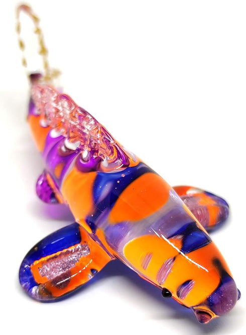 Japan Carp Koi Fish Miniature Figurines Animals Hand Blown Glass Art Collectible Gift Decorate (Purple Orange)...