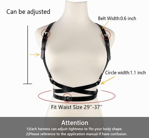 Punk Black Leather Chest Harness Belt for Women Gothic Body Adjustable Waist Belts Dresses Party Accessories...