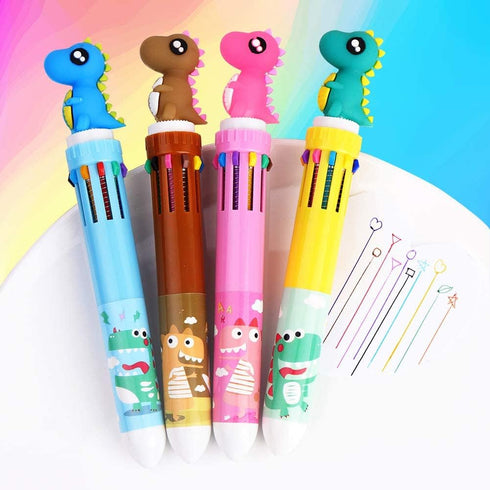 Writing Instrument Set, Dinosaur Pen Set of 4 with Case, Multicolor Ballpoint Pens for Kids and Adults...