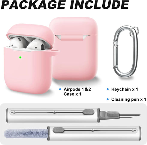 for AirPods Case Cover, Come with Cleaner Kit, Soft Silicone Protective Cover with Buckle for Women Men Compatible with Apple AirPods 2nd 1st Gene...