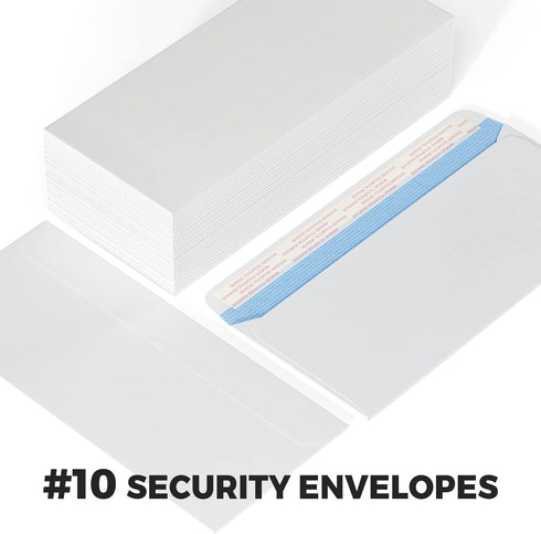 #10 Envelopes Self Seal Security Tinted Envelopes for Privacy & Business, Peel and Seal, NO Window, Letter Size 4-1/8 x 9-1/2 Inches, 24 LB,White ...