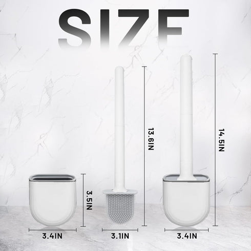 Toilet Brush and Holder Set, Toilet Brush with Silicone Bristles & Wall Mounted Holder, Toilet Brush Set with Quick Drying (White)...
