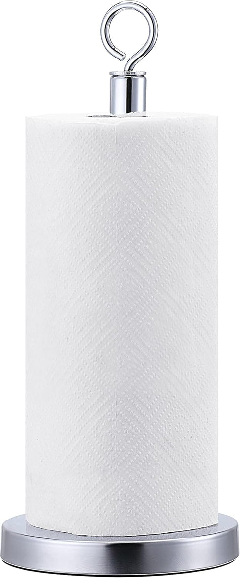 SunnyPoint Heavy Weighted Sturdy Paper Towel Holder Stand Dispenser with Stainless Base Fits Standard and Jumbo Sized Paper Towel, Chrome...