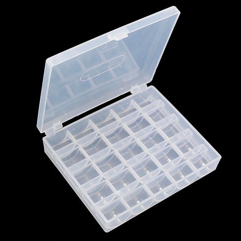 YEQIN Bobbin Box, Bobbin Organizer Plastic Case, Transparent 25 Slots Empty Bobbins Spools Box, Sewing Craft Plastic Case Storage Box for Sewing M...
