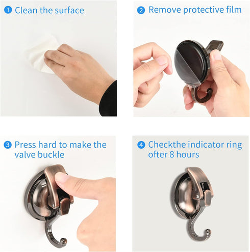 Wreath Cup Hook,Bronze -Plated Plished Super Suction for Shower,Glass Window,Kitchen&Bathroom&Restroom Organization?4Pack...