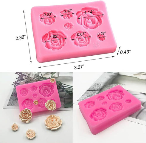 Silicone Rose Mold Non-stick BPA-free baking candy Silicone Jelly pudding Candy Mold Baking appliance Set Ice Cube tray Chocolate candy mold Kit W...