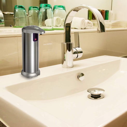 Infrared Automatic Soap Dispenser Touchless, Stainless Steel Battery Operated Touchless Soap Dispenser with Waterproof Base for Bathroom Kitchen H...