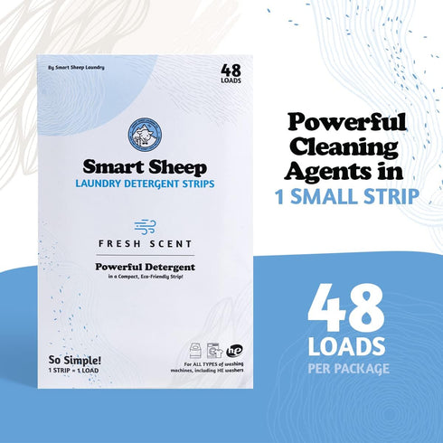 Smart Sheep - Laundry Strips - 48 Loads - Laundry Detergent Strips - Detergent Strips for Sensitive Skin - Convenient Eco Friendly & Plastic Free ...