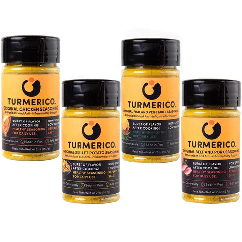 Turmerico Seasoning Full Set, Daily Cooking, Anti-Oxidant, Anti-Inflammatory Support, 4 Pk of 2oz each (Chicken, Beef and Pork, Fish and Vegetable...