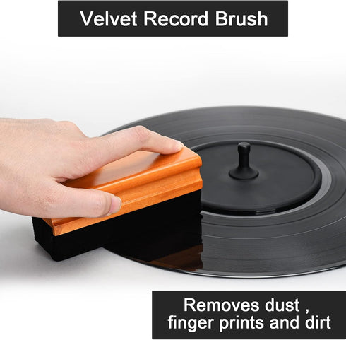 Vinyl Record Cleaning Kit - Complete 7-in-1 Vinyl Record Cleaner Solution - Velvet Brush - Microfiber Brush - Stylus Brush - Label Protector - Air...