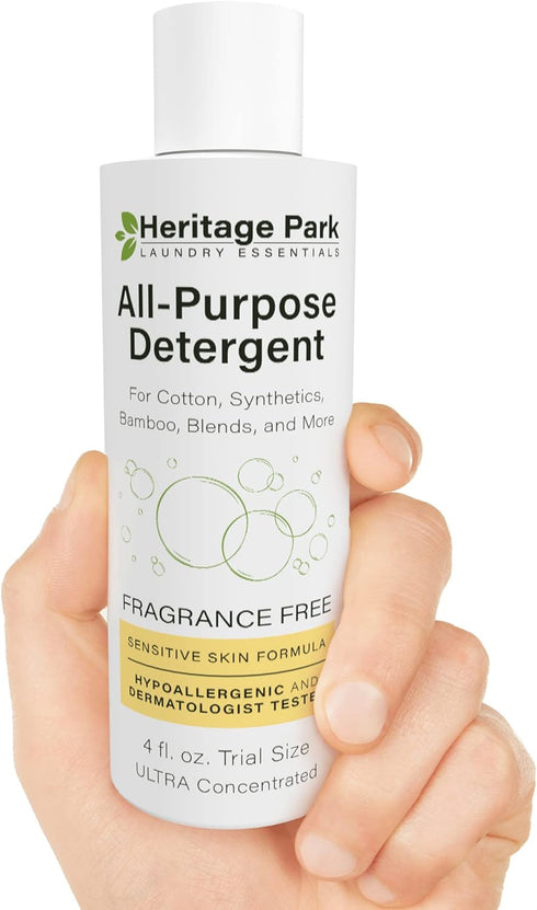 Heritage Park All-Purpose Fragrance Free, pH-Neutral Laundry Detergent - Dermatologist-tested, Sensitive Skin-Friendly, Ultra Concentrated (4 fl o...