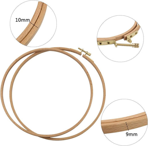 5PCS Wooden Embroidery Hoop Set, Beech Wood Cross Stitch Hoops from 5 to 9 Inches, Adjustable Round Embroidery Frames for DIY Needlework, Hand Sew...