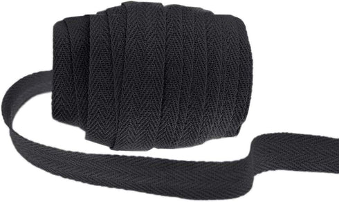Abbaoww 50 Yards Cotton Twill Tape Ribbon 3/4 Inch, Soft Natural Webbing Tape Herringbone Tape for Sewing DIY Craft, Black...
