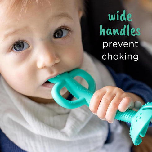 Busy Baby Teething Spoon - 2-in-1 Teether and Training Spoon for Self Feeding, Dishwasher Safe, BPA Free, Food Grade Silicone (Blue)...
