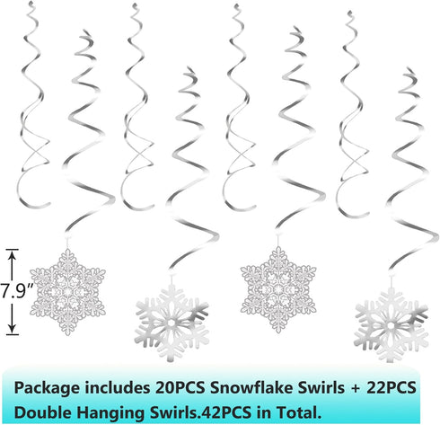 Moon Boat 42Ct Christmas Snowflake Hanging Swirl Decorations from Ceiling - Winter Party Wonderland Xmas Holiday Ornaments...