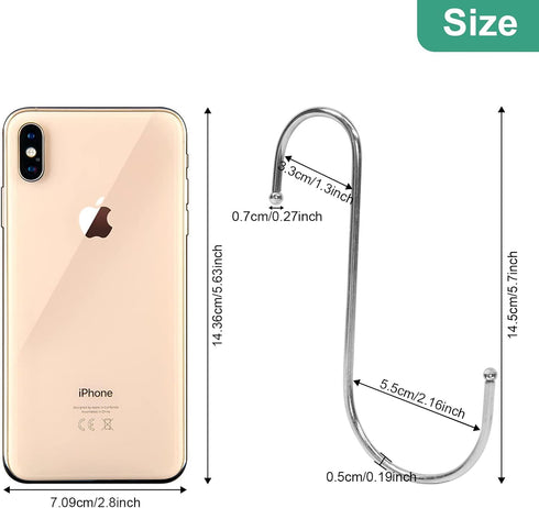 SumDirect Heavy Duty S Hooks - 5 Pack 5.7 Inch Extra Large Meta Stainless Steel S Shaped Hooks for Hanging...