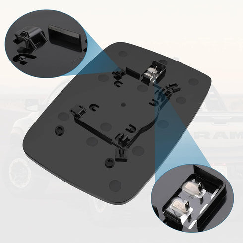 Driver Side Heated Mirror Glass Compatible with 2009-2018 Dodge Ram Pick-Up 1500 2500 - Replace 68079363AA 68050299AA - Side View Exterior Convex ...
