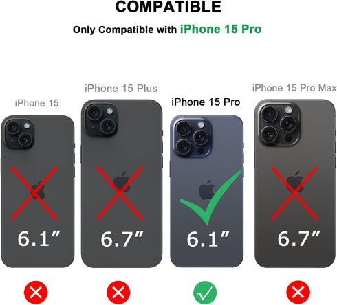 TENDLIN Compatible with iPhone 15 Pro Case Wood Grain with Carbon Fiber Texture Design Leather Hybrid Slim Case (Black)......