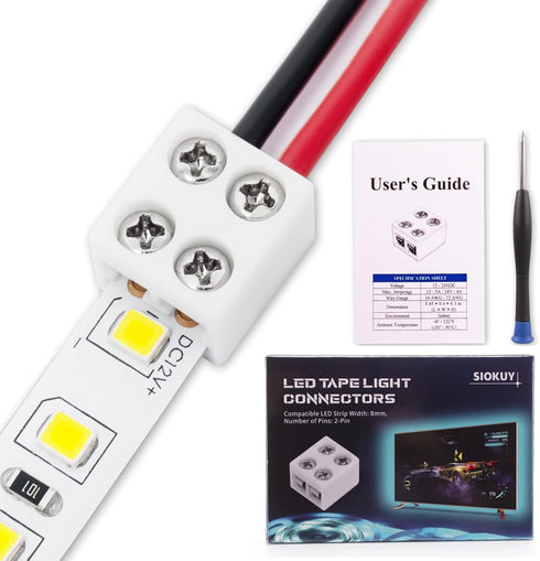 2-Pin 8mm Solderless LED Strip Connectors, Reliable and Easy-to-Install, Solidly Connected LED Light Connectors...