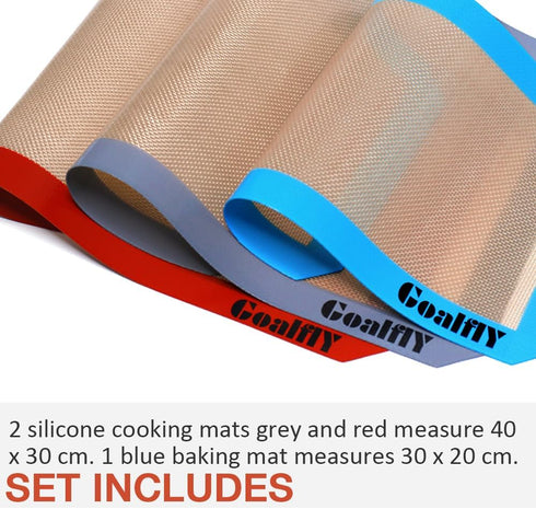Silicone Baking Mat Set, 2 Half Sheets Silicone Mats (15.8 x 11.8 IN) and 1 Quarter Sheet Baking Mat (11.8 x 7.8 IN), Set of 3 Silicone Baking She...