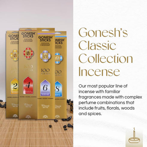 Gonesh - Classic Collection - Non-Toxic 10” Slow Burn Fruit & Floral Aromatic Sticks - No. 4-100 Pack...