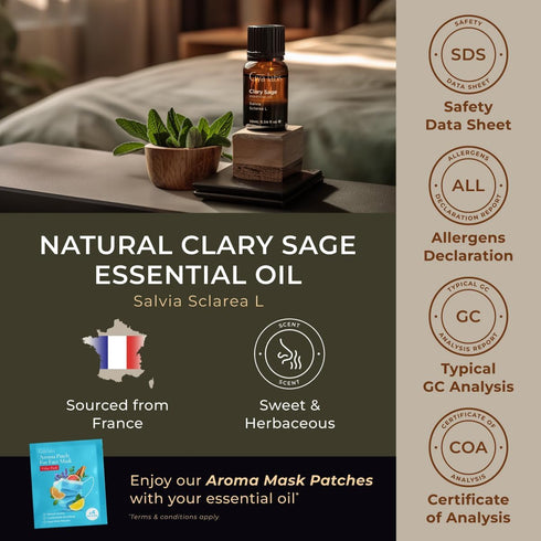 Gya Labs Clary Sage Essential Oil Provides a Soothing Aroma for Relaxation - Clary Sage Oil Essential Oil for Hair Nourishes and Strengthens - 0.3...