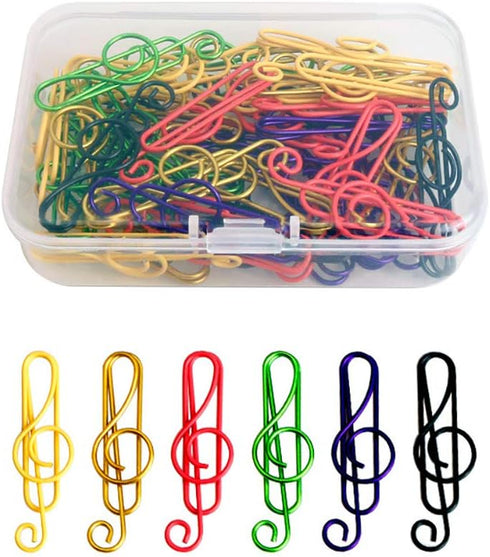 Music Paper Clips 6 Colors, 100 Pcs Cute Paper Clips Funny Creative Music Coloured Plastic Alloy Office Stationery for Documents Book Memo Paper...