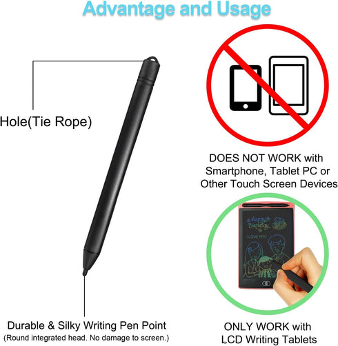 Replacement Stylus Drawing Pen for LCD Writing Tablets with Elastic Lanyard Stylus Pen for Kids Drawing Tablet Compatible with Boogie Board Pen fo...