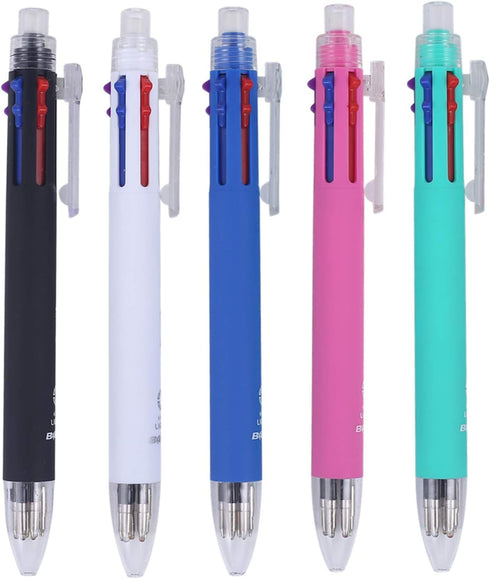 5 + 1 Multifunction Pen Set 0.7mm Colored Ballpoint Pen and 0.5mm Mechanical Pencil in One Pen Package Contains 5pcs Pens and 30pcs Pen Refills an...