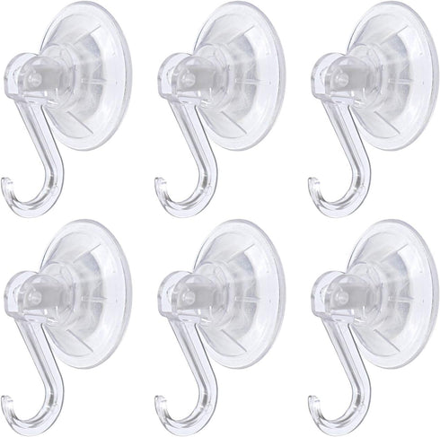 Clear Plastic Suction Cup Hooks, 6 Pack Ultra Heavy Duty Power Lock Vacuum Traceless Smooth Waterproof Oil-Proof Wall Shower Kitchen Window Bathro...