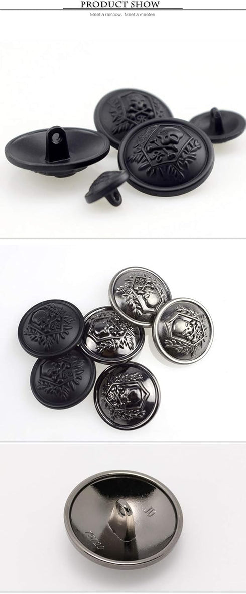 12Pcs Metal Buttons Domineering Skull Buttons Casual Suit Windbreaker Casual 25mm Button (Antique Silver)...