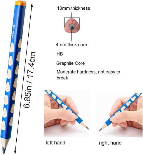 Triangular Fat Pencil - 12 Pack Thick, Strong, Jumbo Wood Pencils for Writing and Drawing, HB with Eraser and Sharpener...