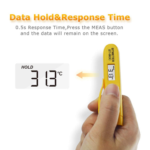 Mini Digital Infrared Thermometer - BTMETER BT-960C Temperature Pen with Pocket Clip Instant Read to 527? Auto Off for Meat Candy Cooking Food Gri...