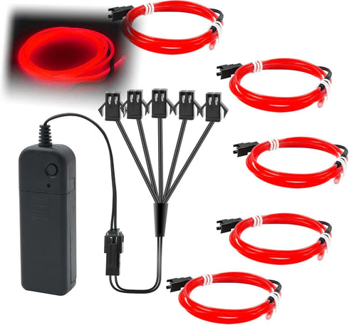 Ourbest EL Wire Lights Battery Powered, Wearable Led Wire Lights 5in1 neon String Light,DIY neon Sign kit Stay/Slow/Fast Flash Party Decoration 1M...