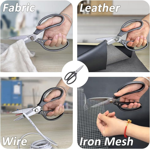 Stainless Steel Scissors Heavy Duty, Stainless Steel Scissors with Comfort Grip, All-Purpose Stainless Steel Scissors for Carpet, Cardboard, Leath...