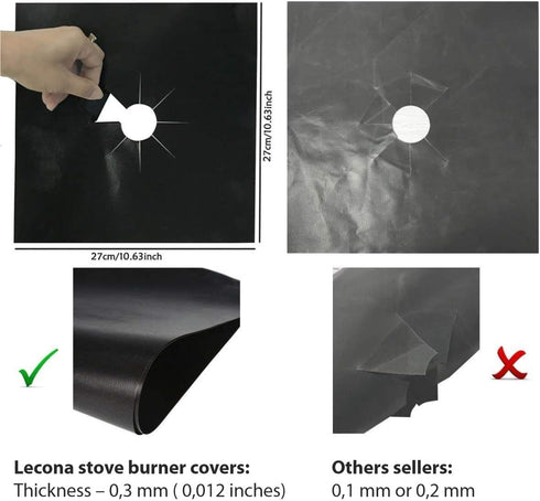 Stove Burner Covers - Gas Stove Protector, Stove top Range Protectors, Set Top Burner Covers Black, Non Stick Reusable, Stove Cover, Easy to Clean, Double Thickness