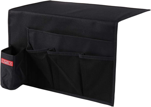 5 Pockets Bedside Caddy, Bedside Storage Organizer for Water Bottles, Magazines, Phone, Glasses (5 Pockets-Black)...