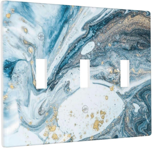 Blue Marble Light Switch Cover 3 Gang Wall Plate Triple Toggle Switch Plate Covers, Abstract Decorative Light Switch Plates for Office Home, 4.50 ...