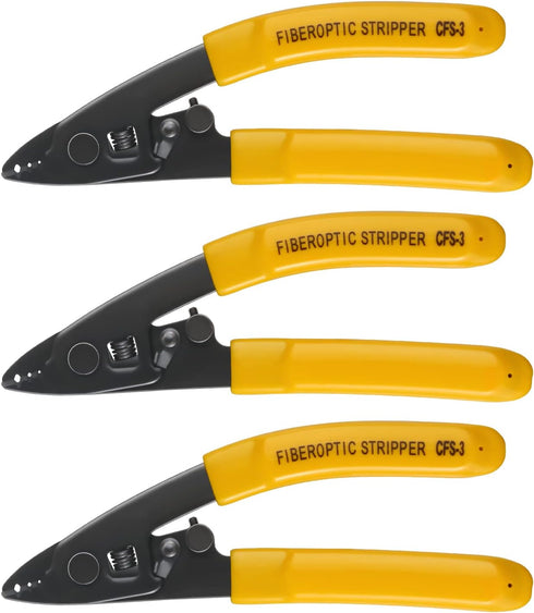 3PC CFS-3 Fiber Optic Stripper 3 Port Hole Fiber Optic Stripping Tool with 6" handle - Hex Key Adjustable For Jacket, Buffer, and 125?m-250?m Coat...