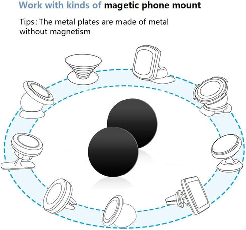 Happy Bell (12 Pack) Mini Mount Metal Plate with Adhesive for Collapsible Grip & Magnetic Phone Car Mount Holder Cradle (Compatible with Magnetic ...