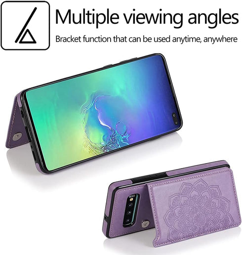 NKECXKJ Design for Samsung Galaxy S10E Case with Tempered Glass Screen Protector Credit Card Holder Slot, PU Leather Wallet Phone Cases Stand Kick...