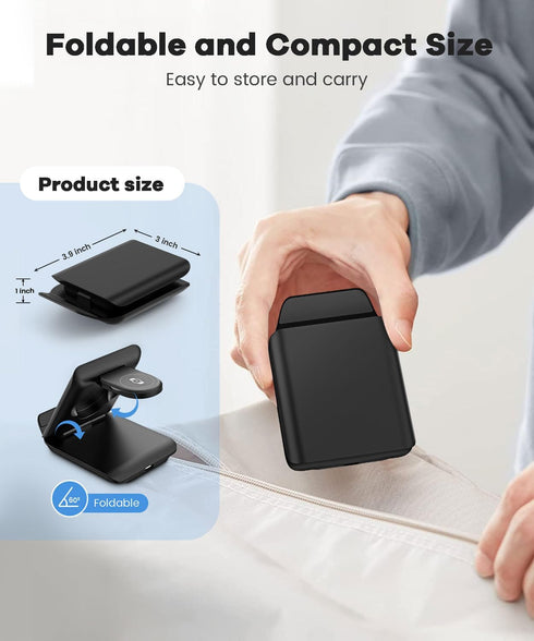 Fast Wireless Charger for Samsung - 2 in 1 Foldable Travel Charging Station, Compatible with Samsung Galaxy Z Flip 6/5/4 Series and Motorola Razr+...