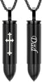 Oinsi Double-Side Engraving Cross &Mom/Dad/Son Keepsake Jewelry -Black Bullet Cremation Urn Necklace for Ashes...