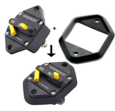 50 Amp Circuit Breaker with Manual Reset for Car Audio RV Truck Boat Marine, DC 12V - 48V | Waterproof IP67 Protection 50A Panel Mount...