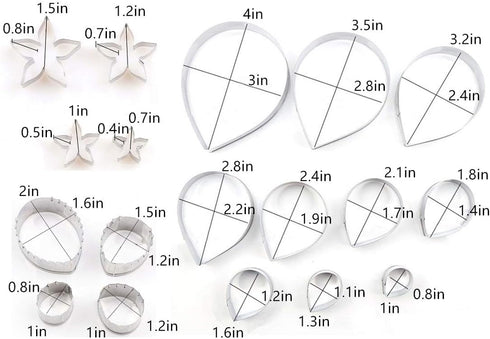 18pcs Gumpaste Flower Mold Austin Rose Petal Calyx Leaf Cutter Set Sugarcraft Fondant Modelling Tools for Cake Decorating, Chocolate, Soap, Gum pa...