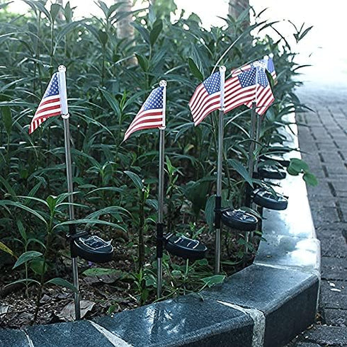 Epicgadget Solar Lights Outdoor, Outdoor Led Pathway Landscape Solar Lights Solar Powered Garden Lights American Flag Shaped Decor Stake Lights fo...