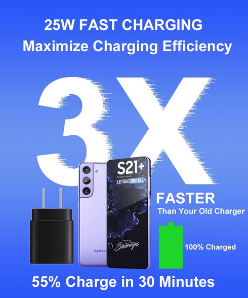 Samsung USB C Charger, 25W Super Type C Fast Charging with 10FT C to C Charger Cable for Samsung Galaxy S24/S24 Ultra/S24+/S23/S23 Ultra/S23+/S22/...